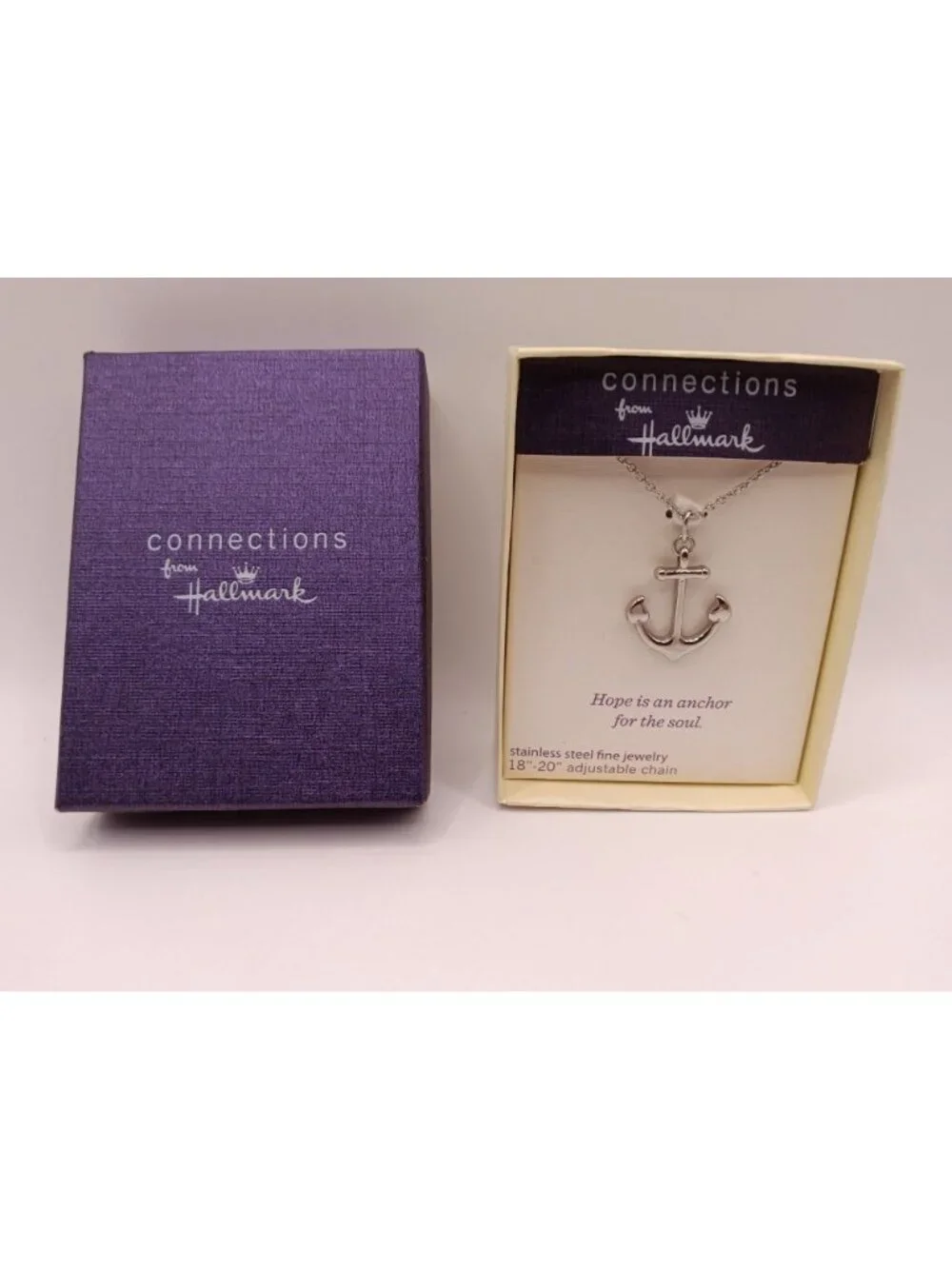Connections From Hallmark Anchor Pendant Necklace Stainless Steel Adjustable 18" - Picture 2 of 4